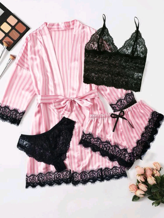 Silky lingerie with robe
