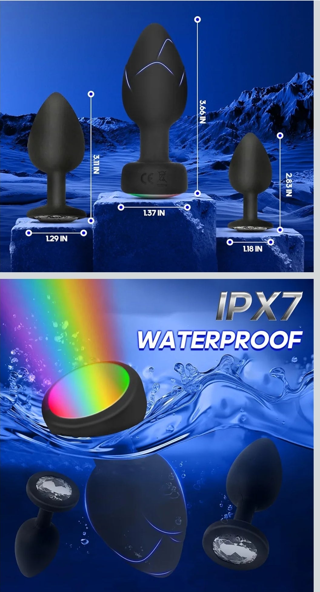 3 Piece light up anal plug set