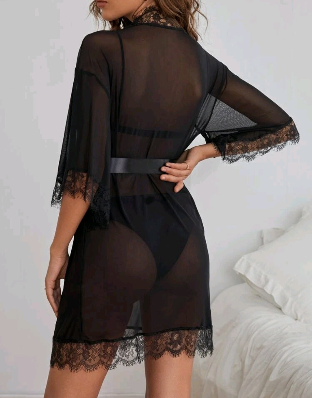 Mesh Belted Robe