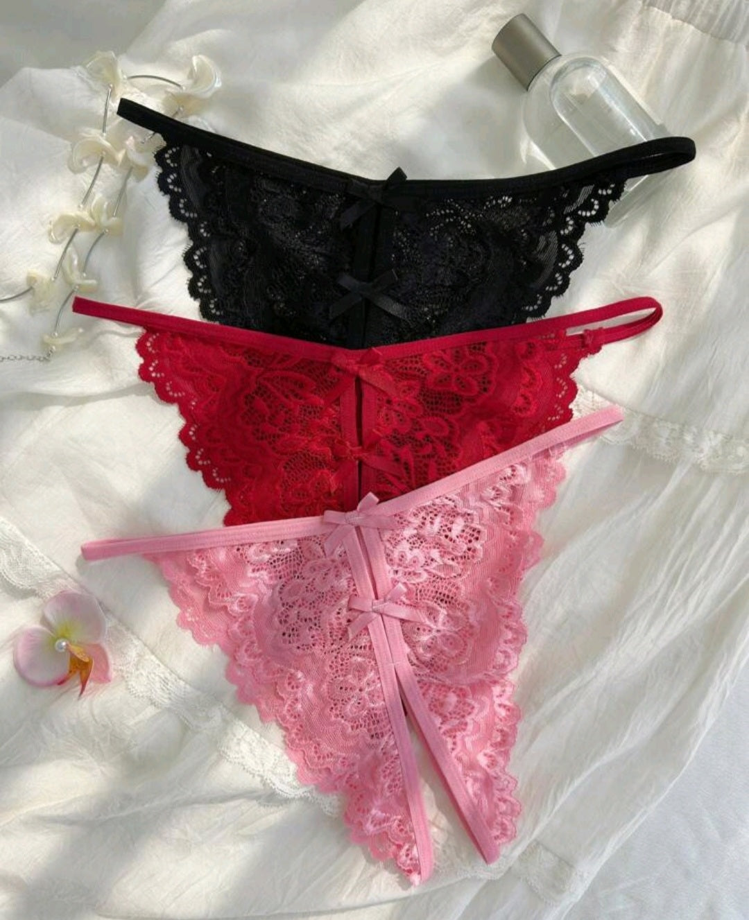 Crotchless Lace Thongs