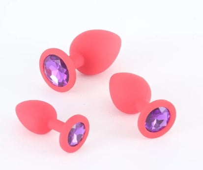 Black Silicone Jewel Butt Plugs